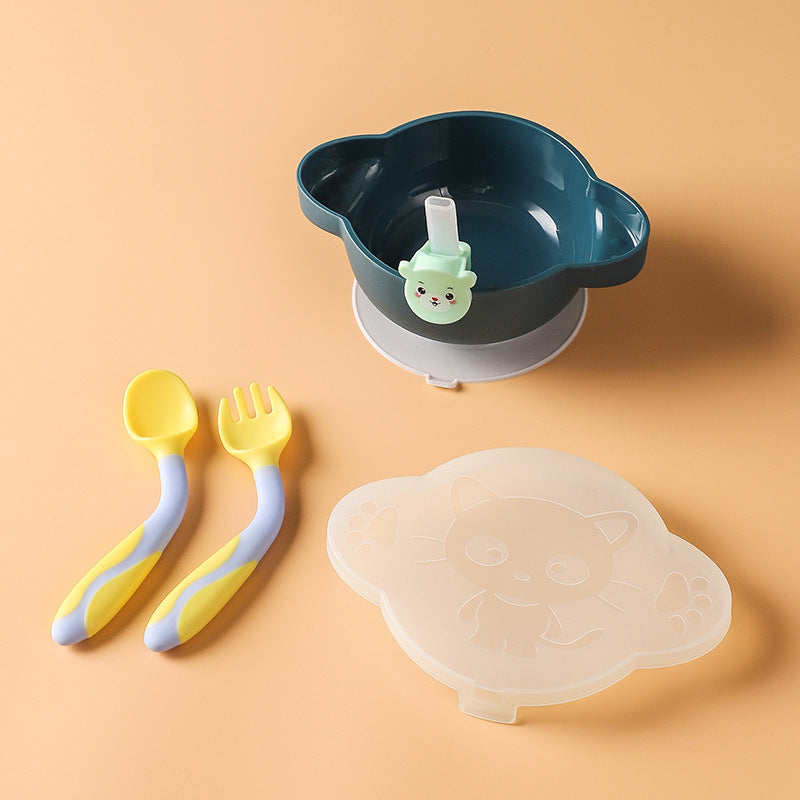 Ensemble bol à ventouse et couverts