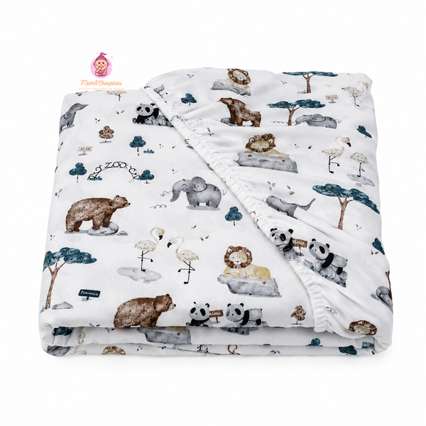 Drap-housse lit bébé en coton imprimé