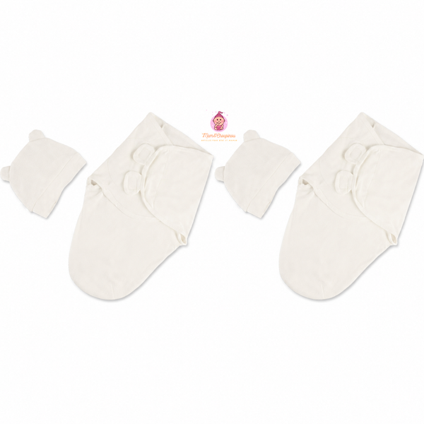 Lot de 2 emmaillotages bébé prématuré avec bonnets