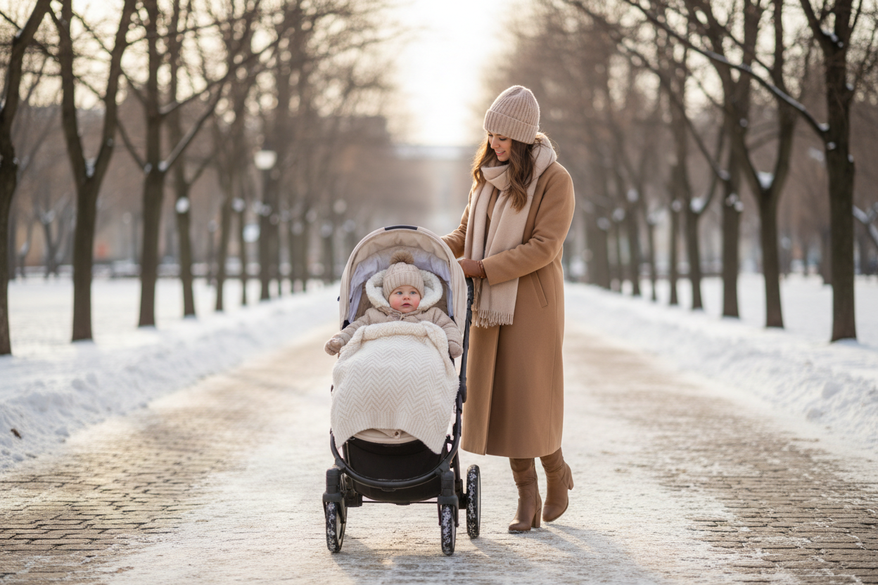 Sortir avec bébé en hiver : comment l'habiller en poussette ?