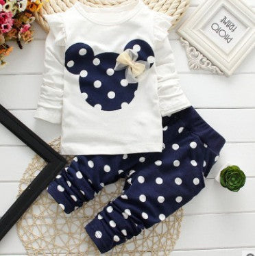 Ensemble fille pantalon et t-shirt motif gros pois