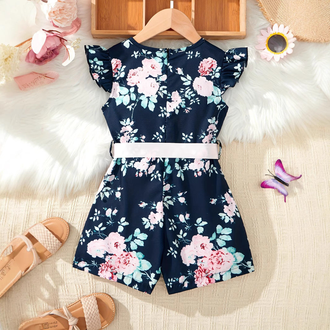 Combinaison d'été fleurie pour fille