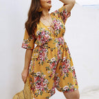 Combinaison courte fleurie pour femme