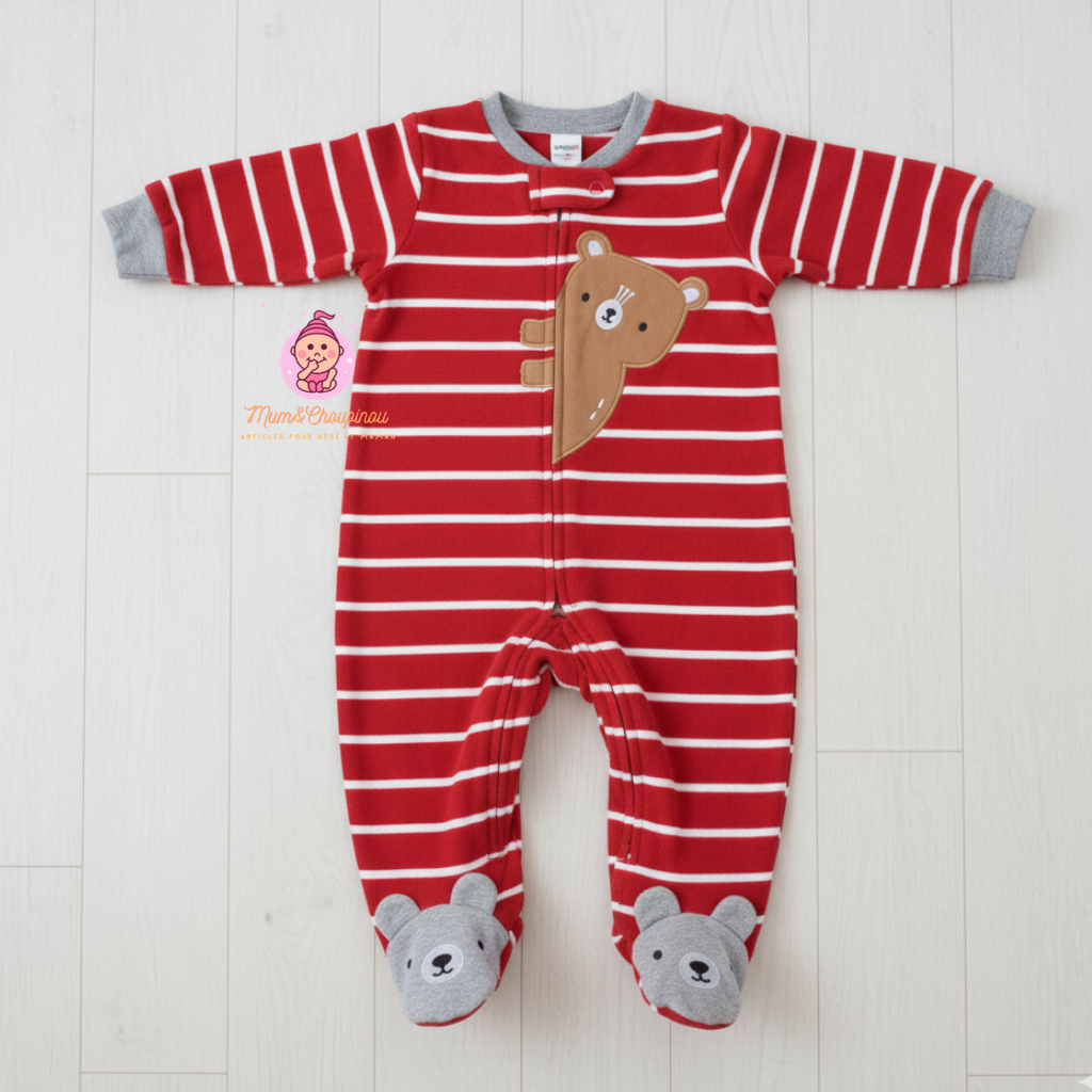 Grenouillère garçon manches longues à pieds 