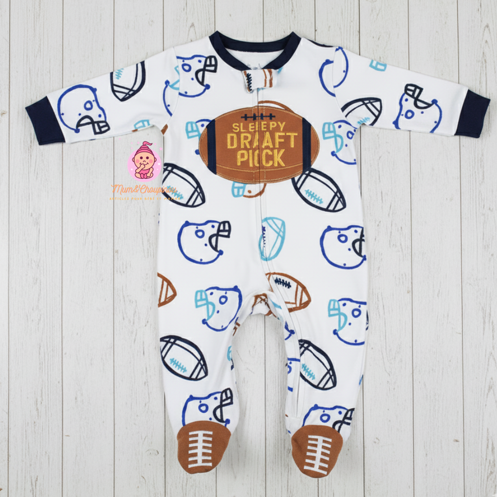 Grenouillère garçon manches longues à pieds 