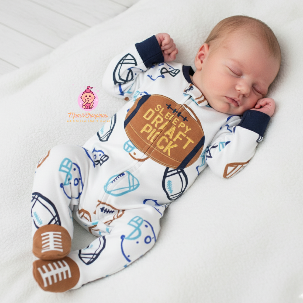 Grenouillère garçon manches longues à pieds 