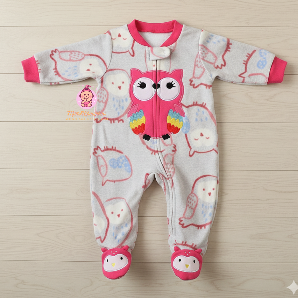 Grenouillère fille manches longues à pieds 