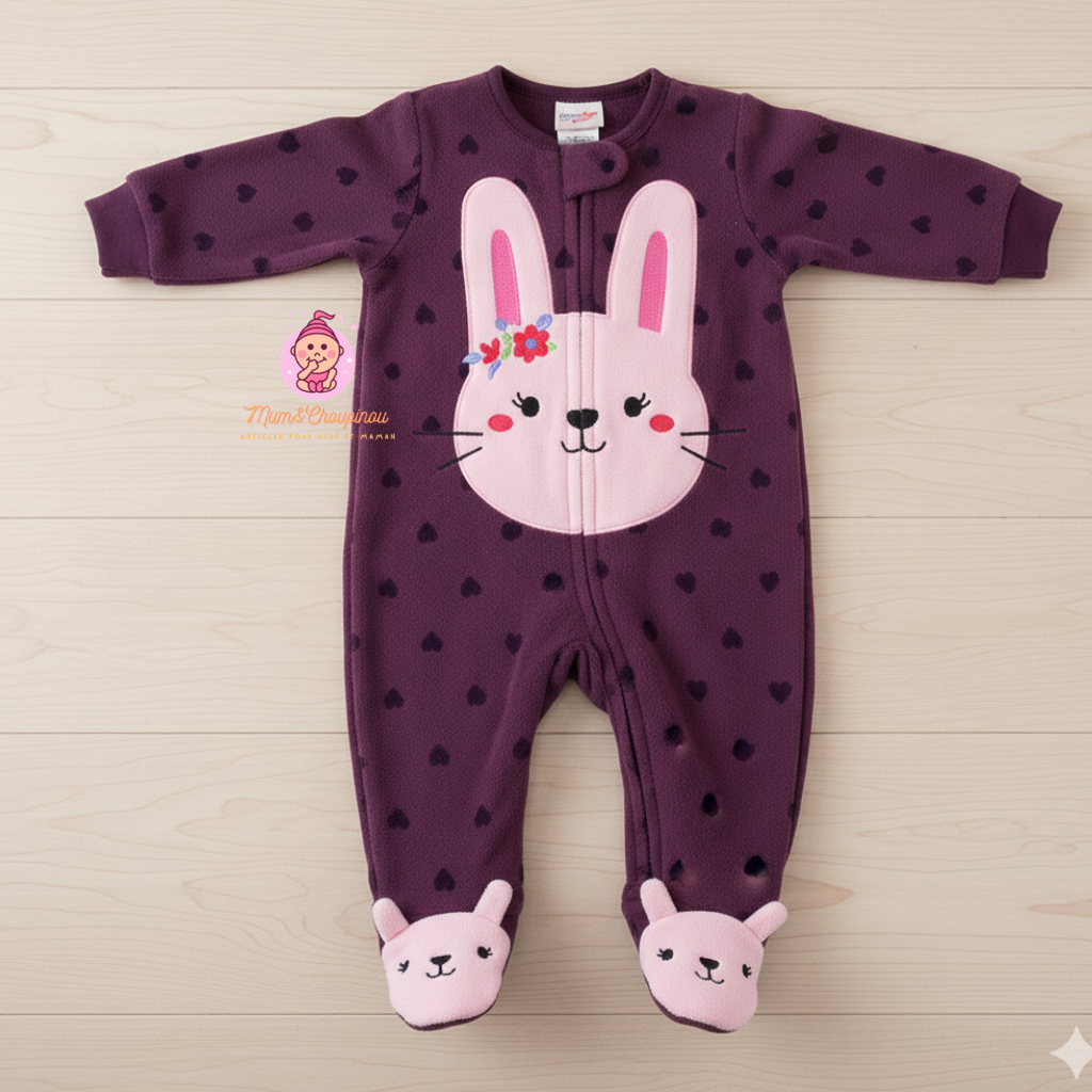 Grenouillère fille manches longues à pieds 