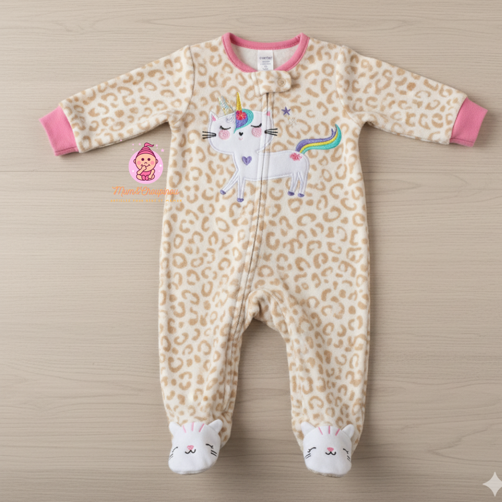 Grenouillère fille manches longues à pieds 