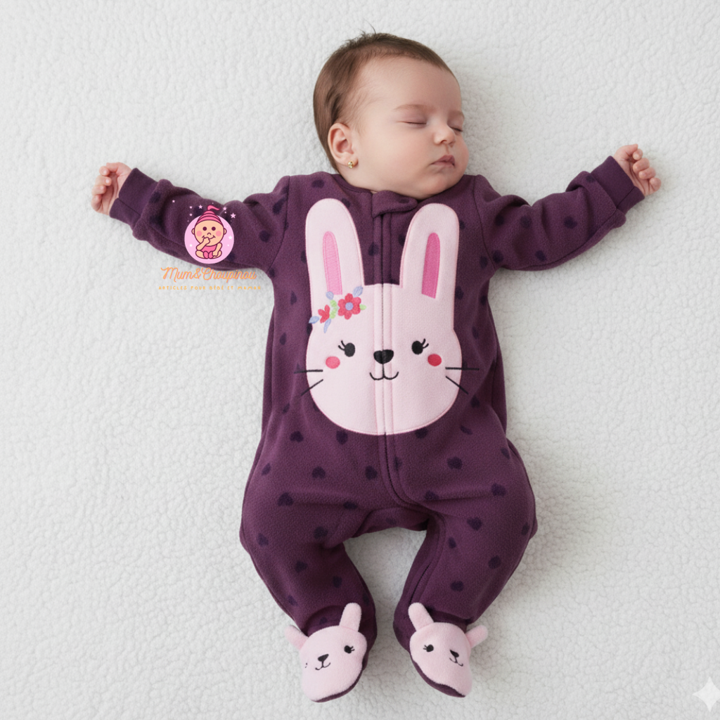 Grenouillère fille manches longues à pieds 