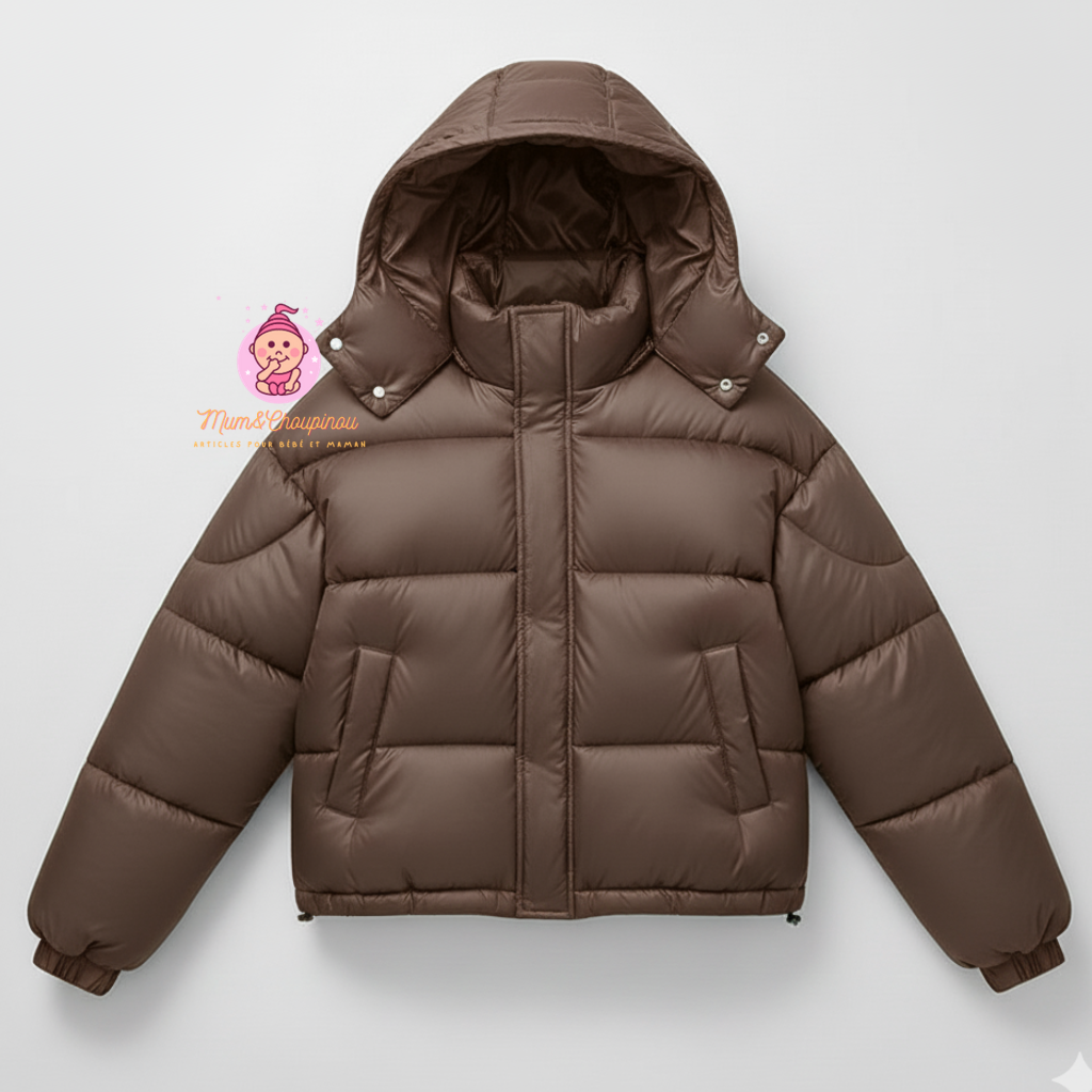 Doudoune courte à capuche femme 