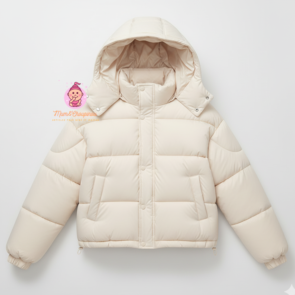 Doudoune courte à capuche femme 