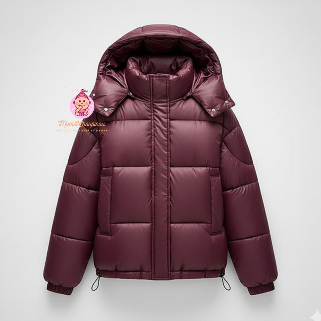 Doudoune courte à capuche femme 