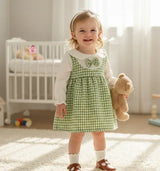Robe bébé fille à carreaux verts