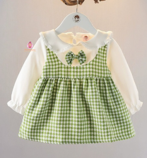 Robe bébé fille à carreaux verts