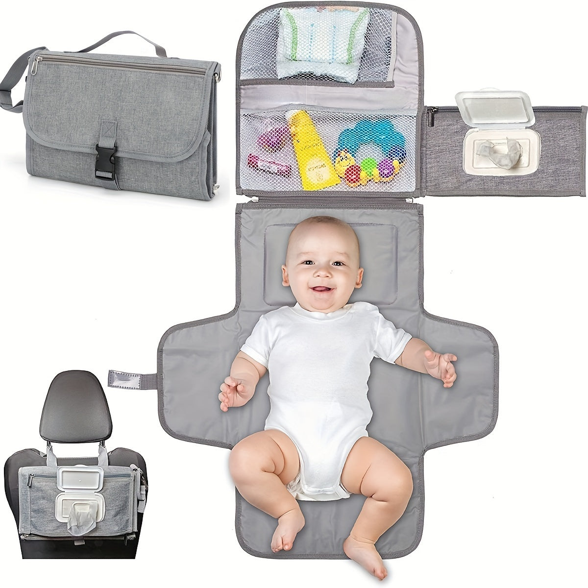 Tapis à langer pratique avec rangement intégré