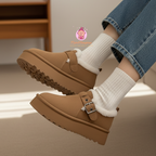 Bottines plates fourrées pour femme 