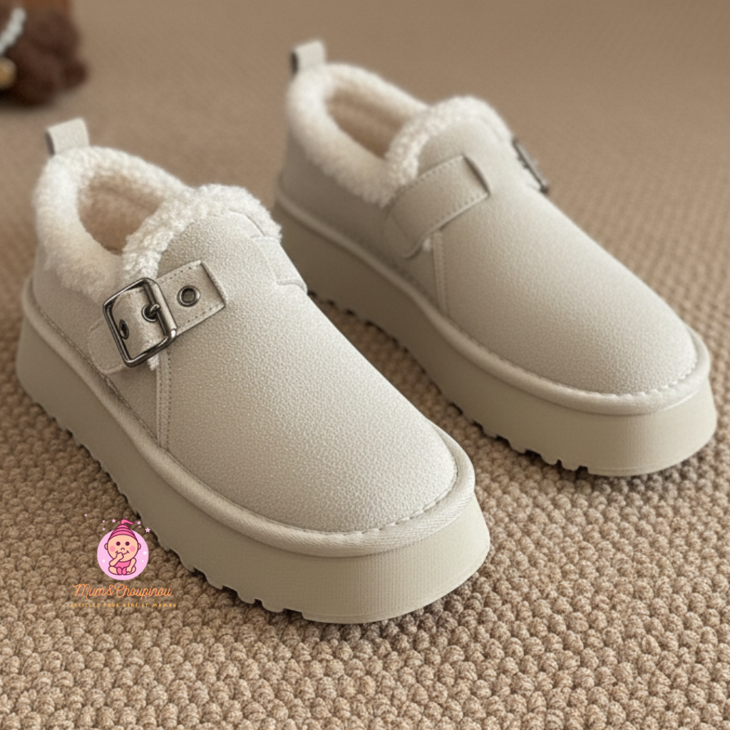 Bottines plates fourrées pour femme 