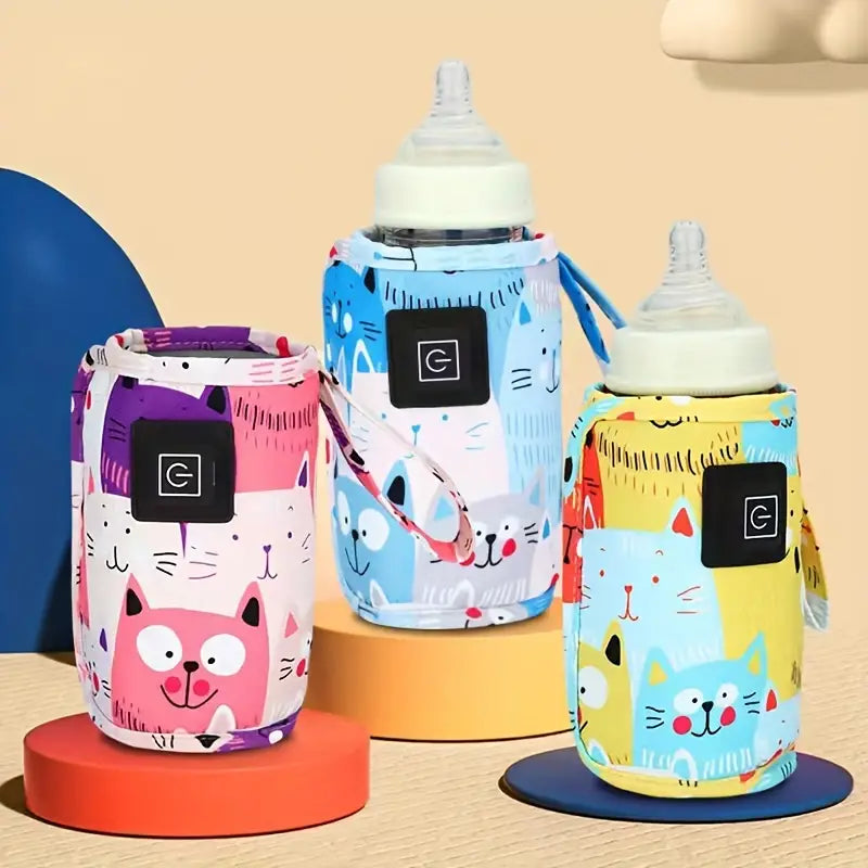 Chauffe-biberon portable motif chat.