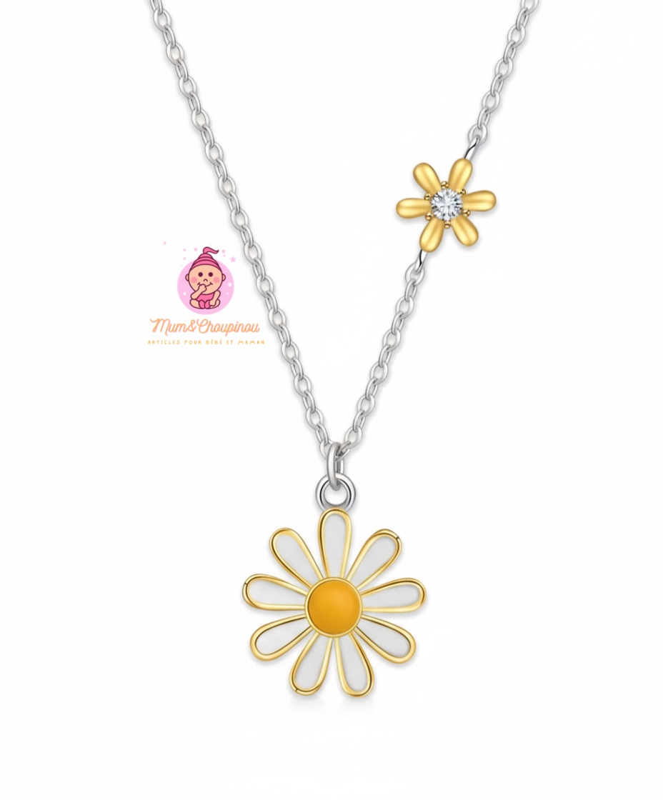 Chaine fine en argent sterling - Double Marguerites 
