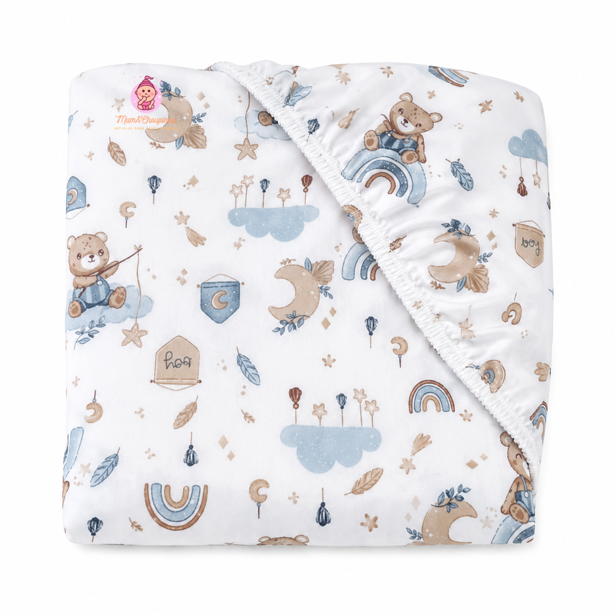 Drap-housse lit bébé en coton imprimé