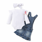 Ensemble bébé fille body et salopette jean