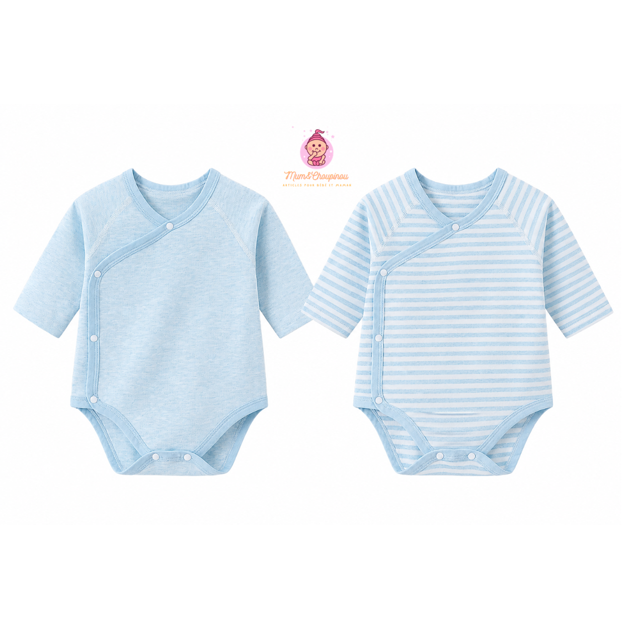 Lot de 2 bodies croisés bébé manches longues