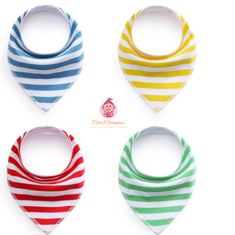 Lot de 4 bavoirs bandana pour bébé