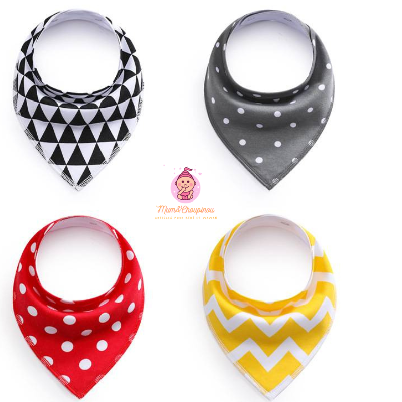 Lot de 4 bavoirs bandana pour bébé