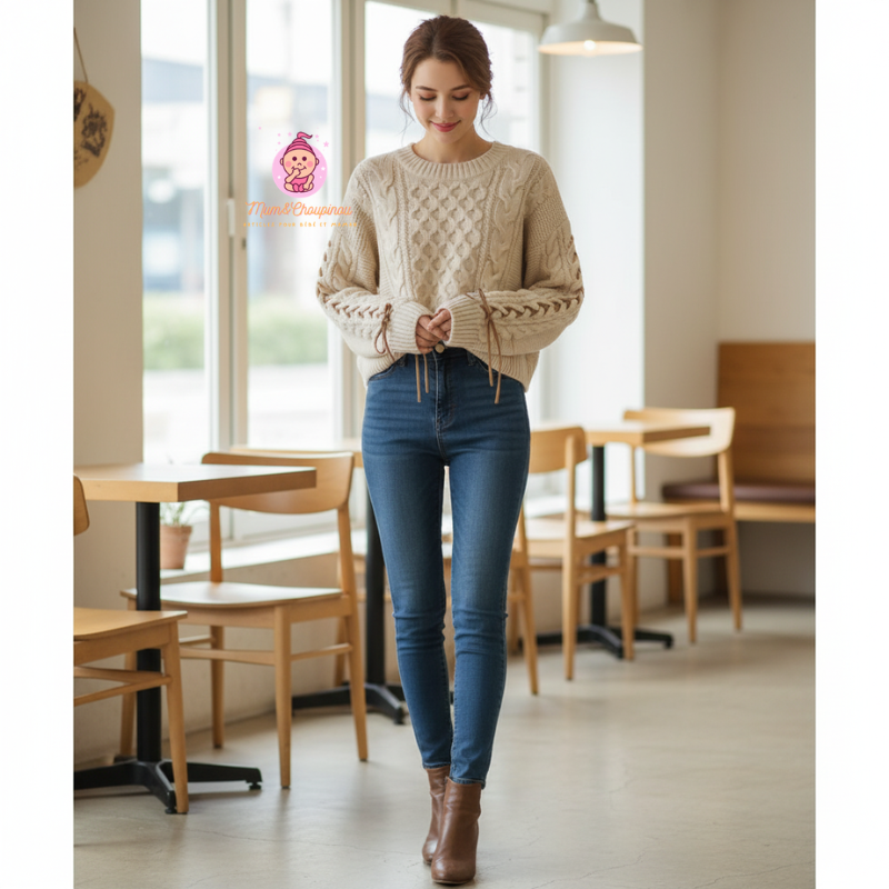 Pull en maille torsadée pour femme - Câlin bohème 