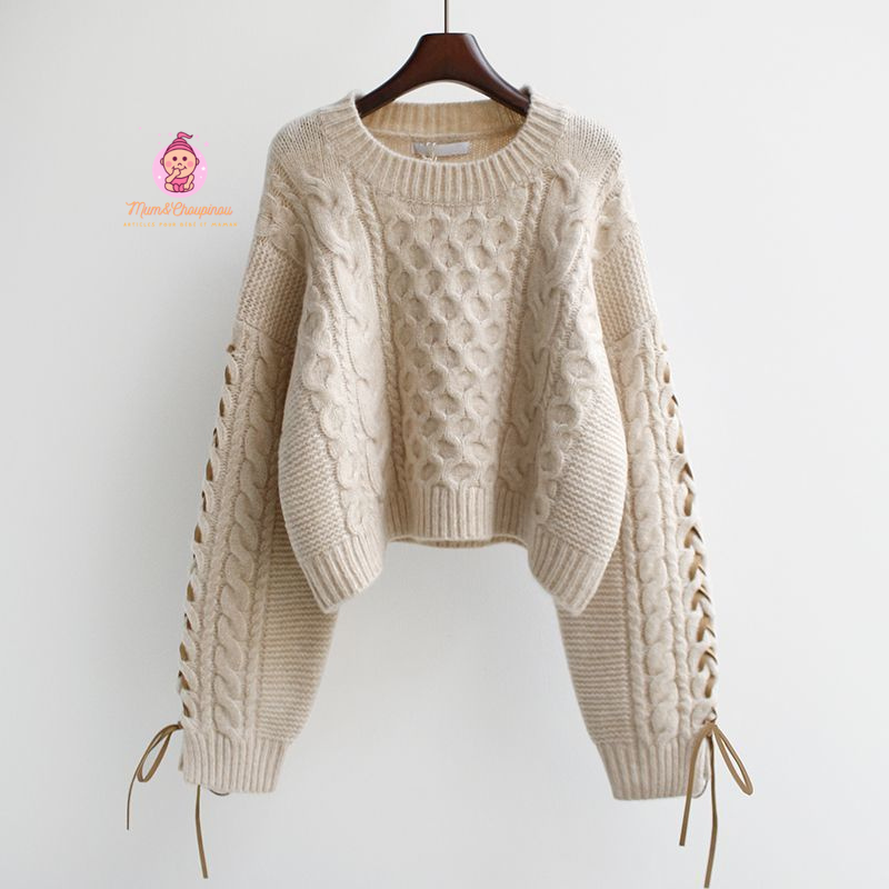 Pull en maille torsadée pour femme - Câlin bohème 