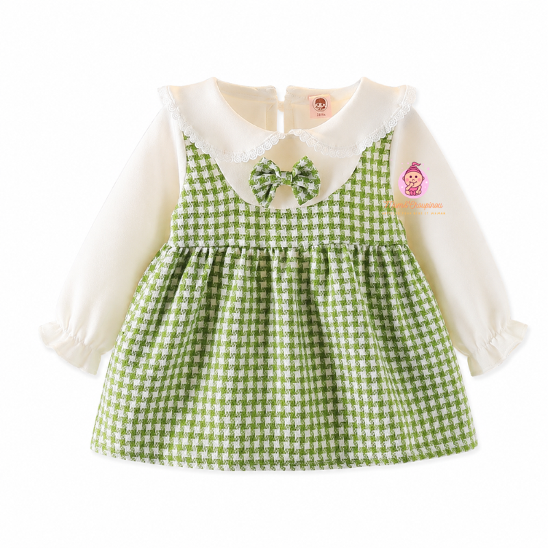Robe bébé fille à carreaux verts