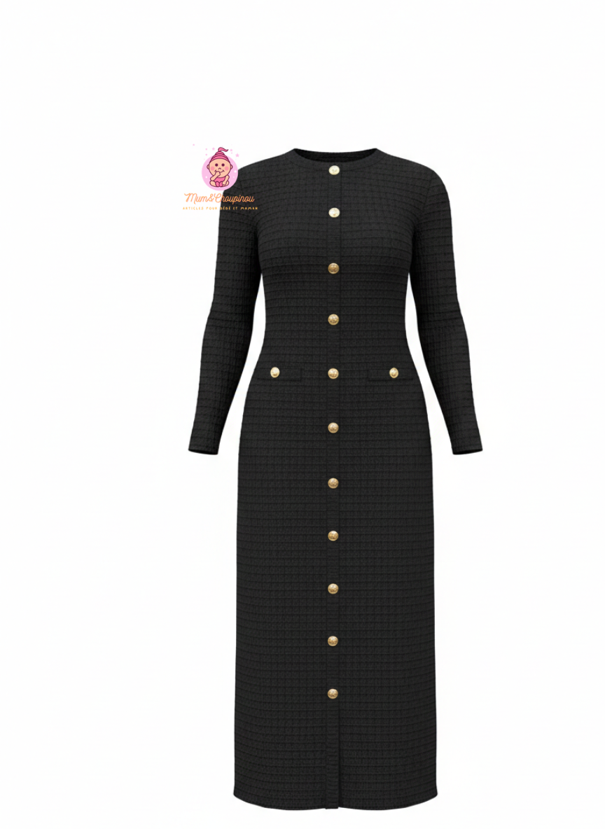 Robe en maille boutonnée