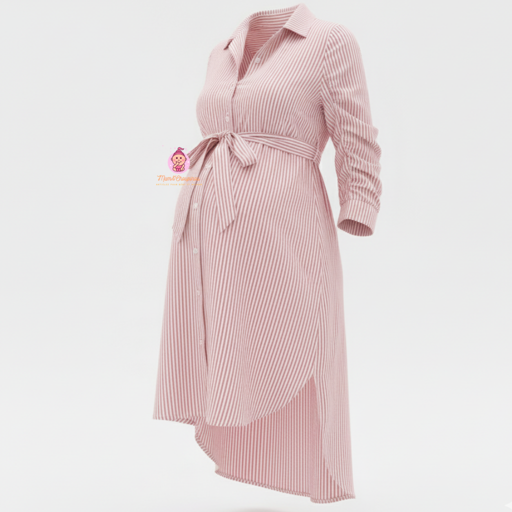 Chemise robe rayée pour femme enceinte