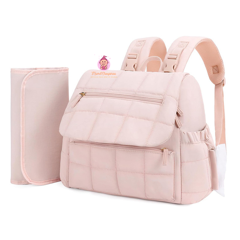 Sac à dos à langer matelassé