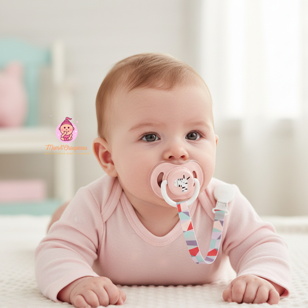 Ensemble tétine bébé et attache tétine