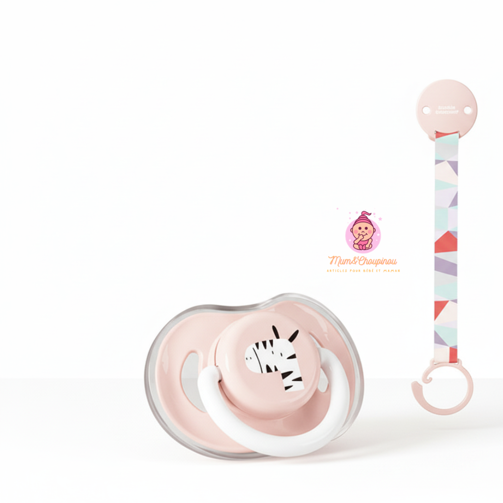 Ensemble tétine bébé et attache tétine