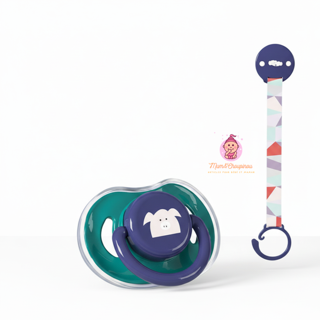 Ensemble tétine bébé et attache tétine