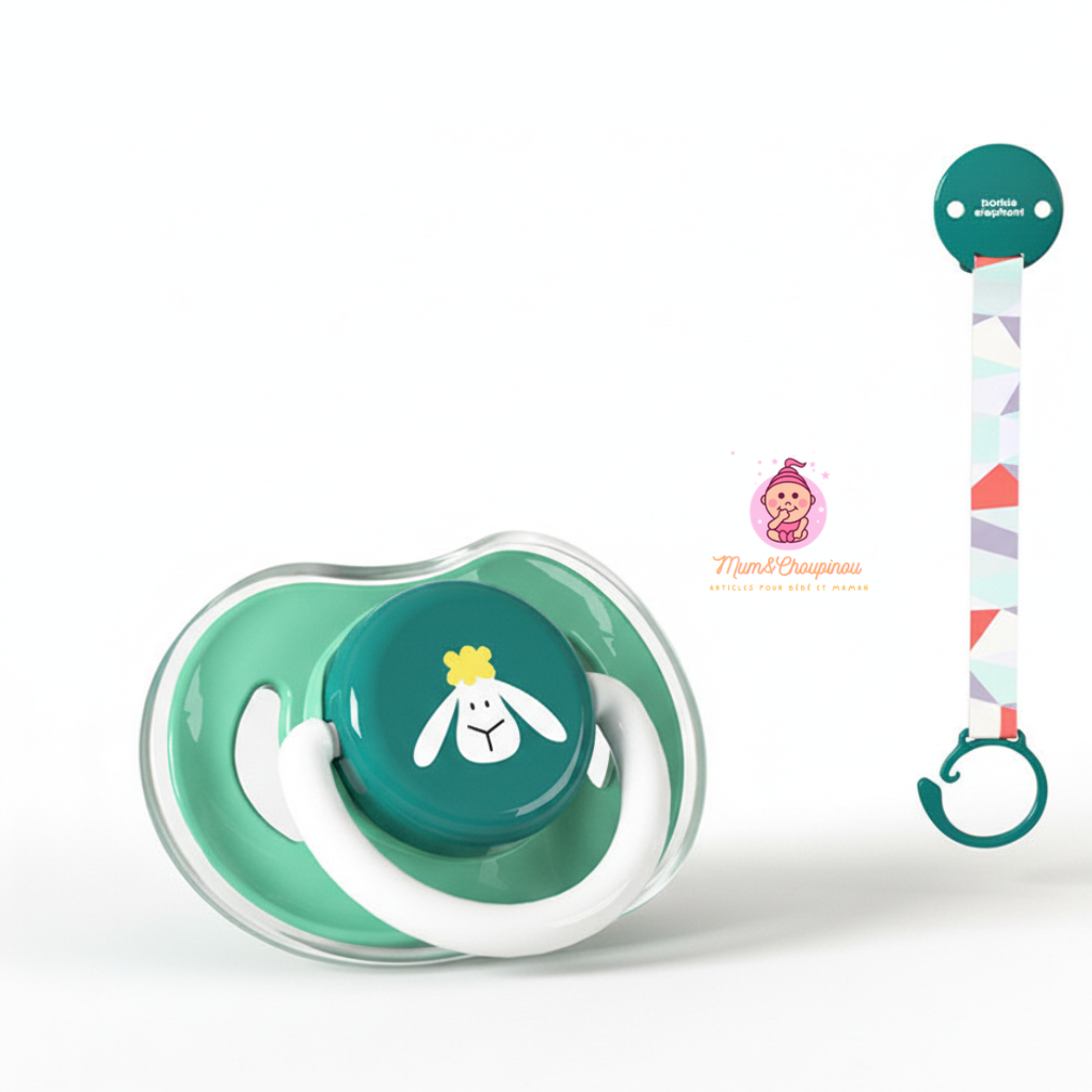 Ensemble tétine bébé et attache tétine